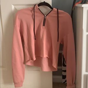 pink cropped hoodie